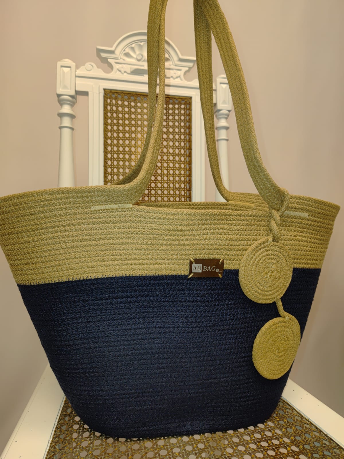 Kosz SOLO ciasteczko-granat