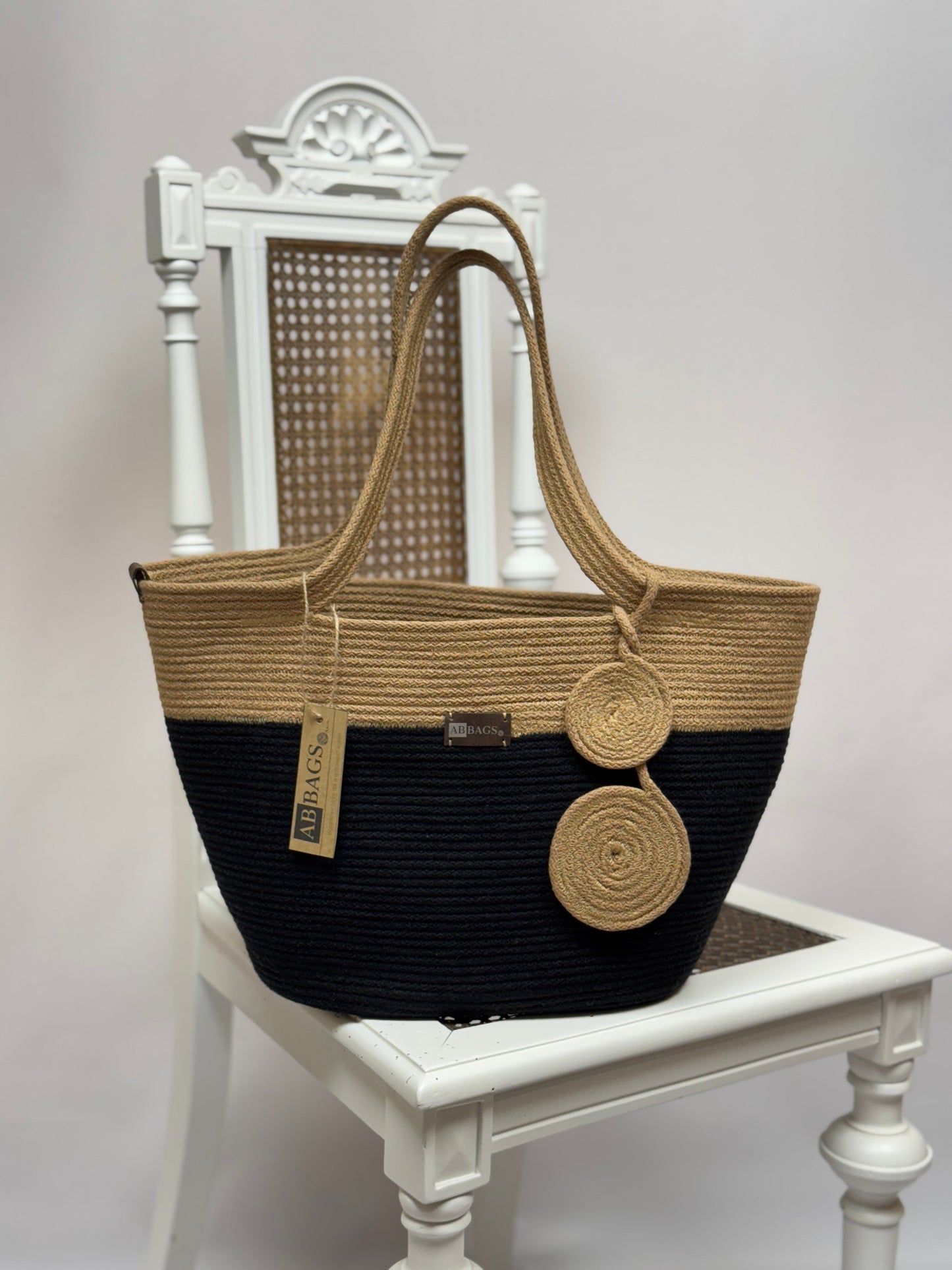 Kosz SOLO beżowo-czarny