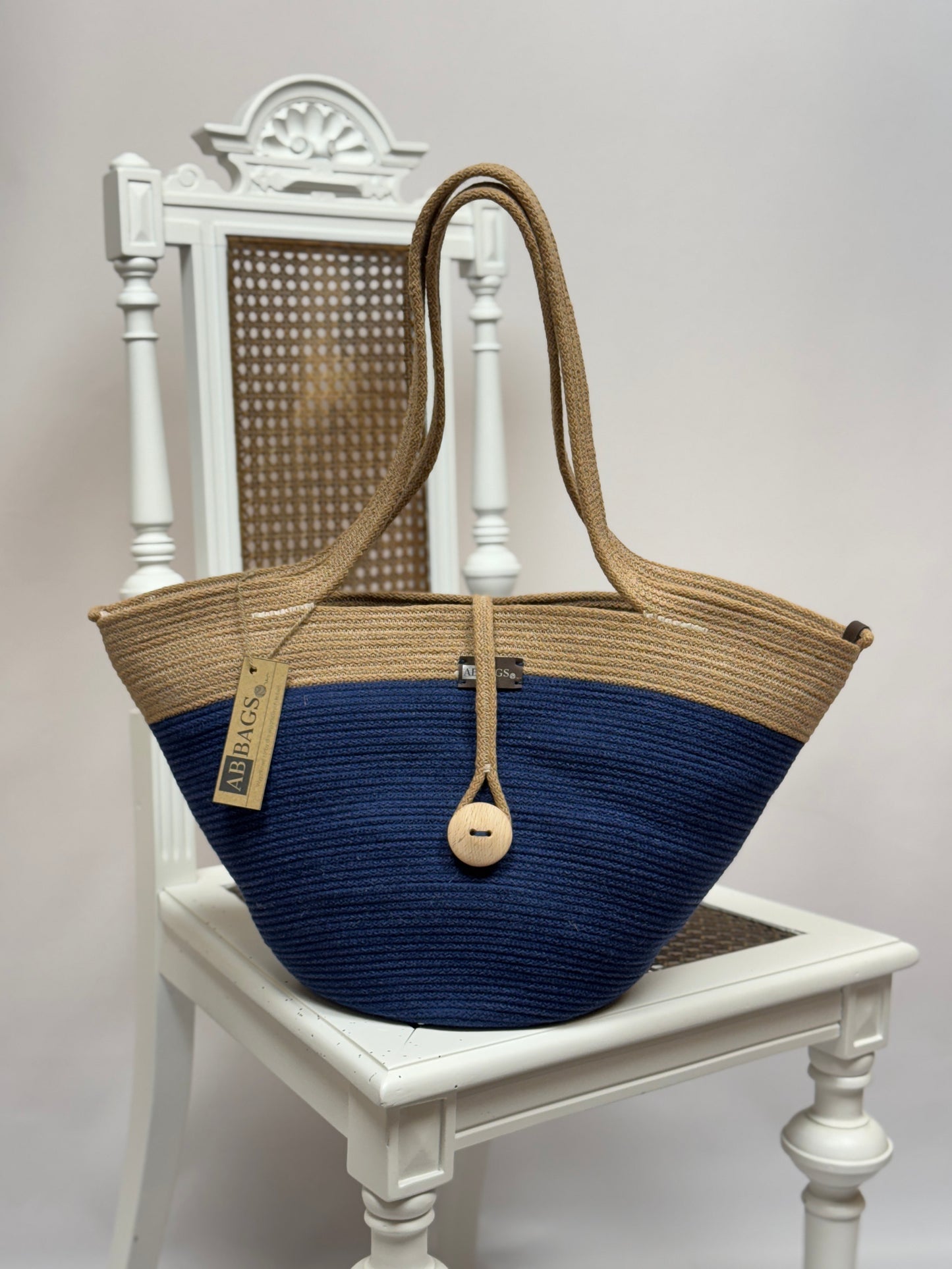 Kosz BUTTON beżowo niebieski