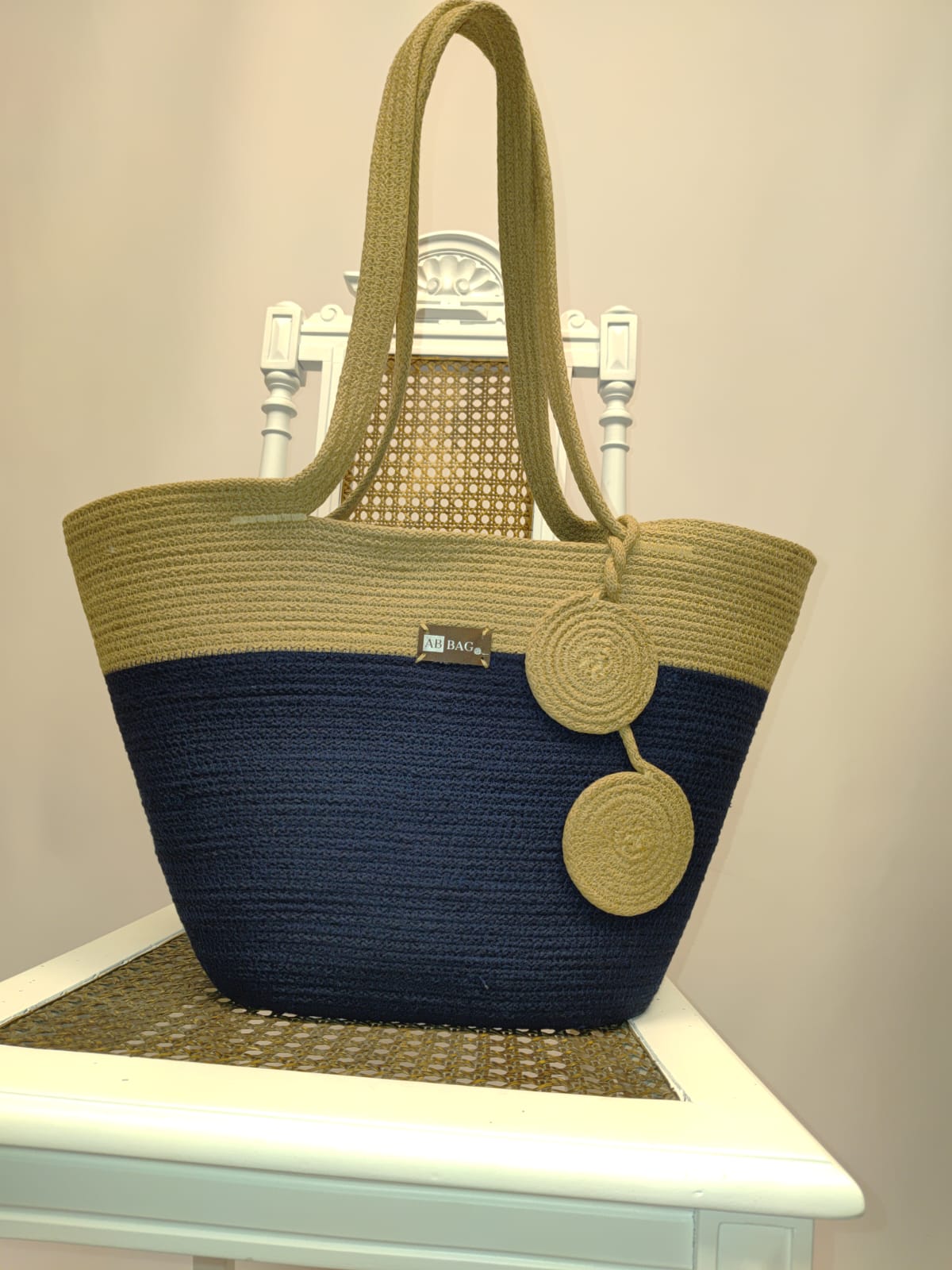 Kosz SOLO ciasteczko-granat