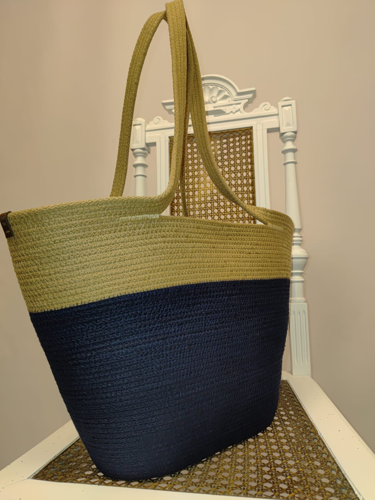 Kosz SOLO ciasteczko-granat